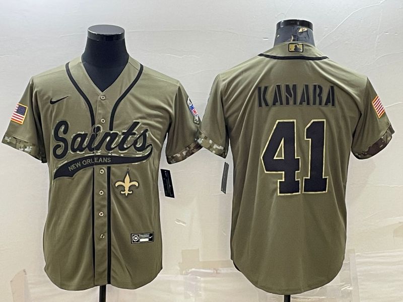 Men New Orleans Saints 41 Kamara salute green 2022 Nike Co branded NFL Jerseys